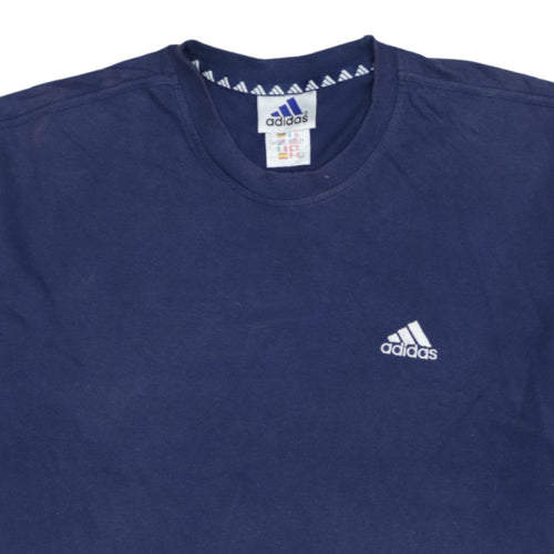 Adidas Men Blue Crew Neck Short Sleeve Cotton Sports T-Shirt M