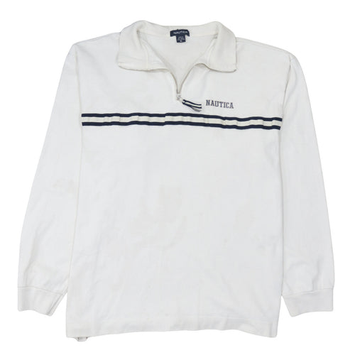 Nautica Men's White XL 1/2 Zip Collared Cotton Sweatshirt
