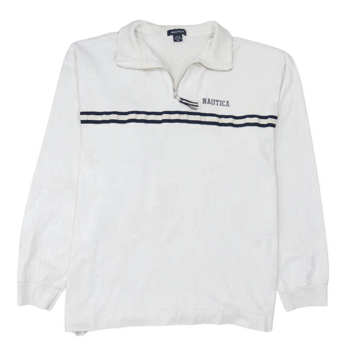 Nautica Men's White XL 1/2 Zip Collared Cotton Sweatshirt