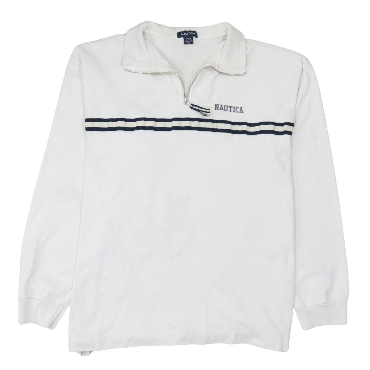 Nautica Men's White XL 1/2 Zip Collared Cotton Sweatshirt