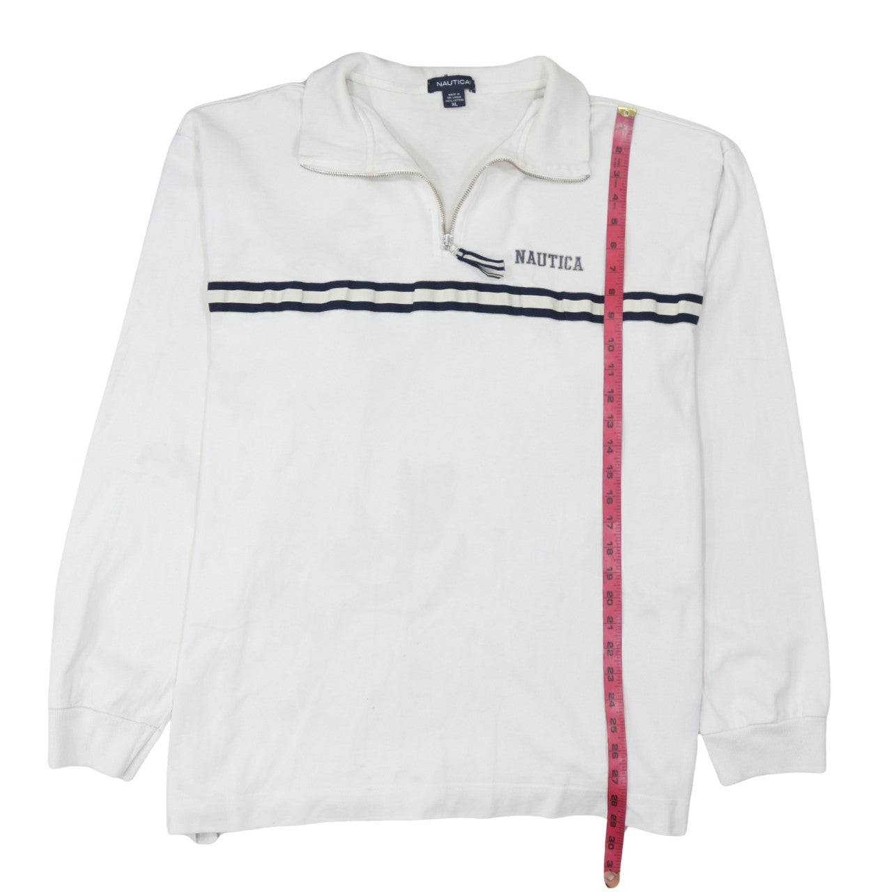 Nautica Men's White XL 1/2 Zip Collared Cotton Sweatshirt