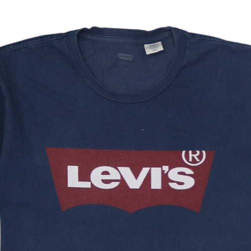 Levi's Men's Blue Crew Neck Graphic Logo T-Shirt Size S