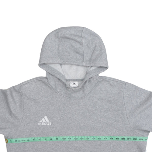 Adidas Men's Grey Pullover Hoodie L Fleece Sportswear Sweatshirt