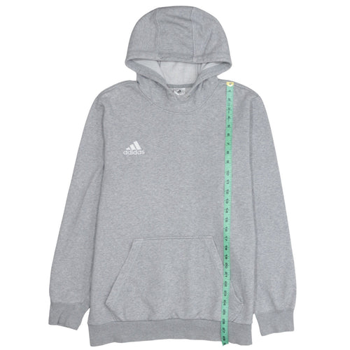 Adidas Men's Grey Pullover Hoodie L Fleece Sportswear Sweatshirt