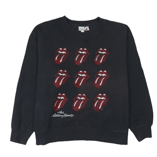 H&M Women Black Rolling Stones Logo Sweatshirt XL Cotton Blend