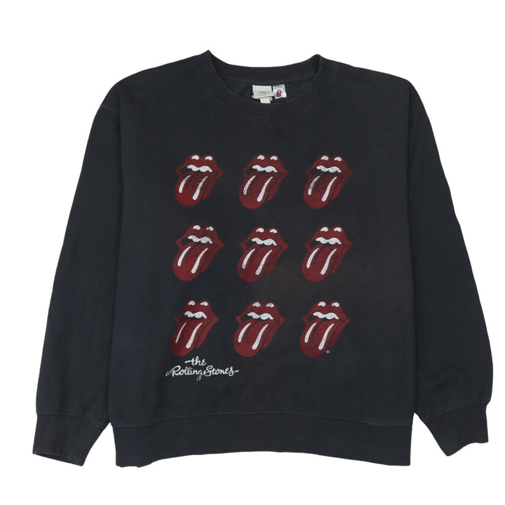 H&M Women Black Rolling Stones Logo Sweatshirt XL Cotton Blend