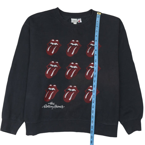 H&M Women Black Rolling Stones Logo Sweatshirt XL Cotton Blend