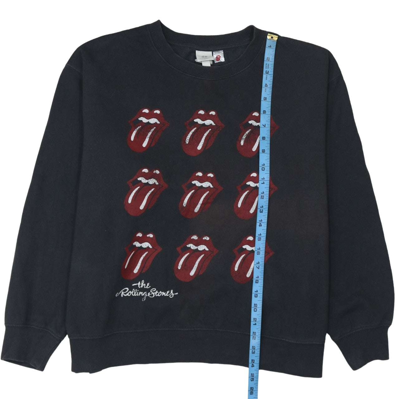 H&M Women Black Rolling Stones Logo Sweatshirt XL Cotton Blend