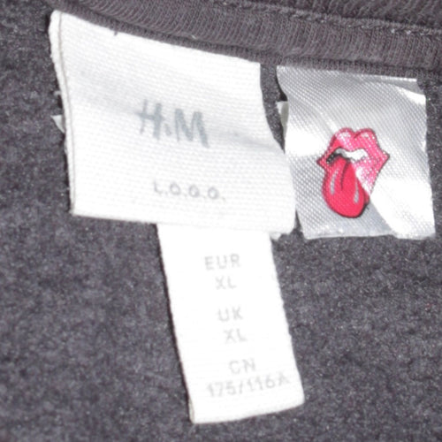 H&M Women Black Rolling Stones Logo Sweatshirt XL Cotton Blend