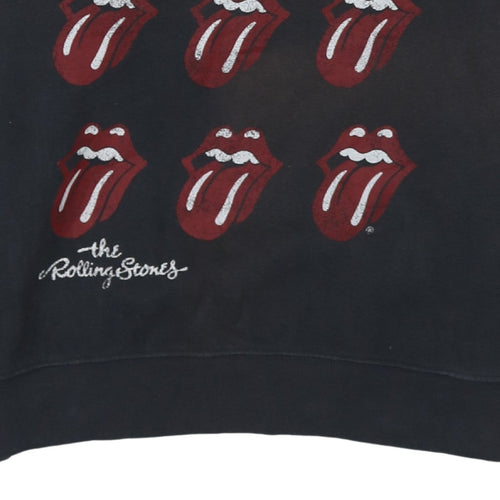 H&M Women Black Rolling Stones Logo Sweatshirt XL Cotton Blend
