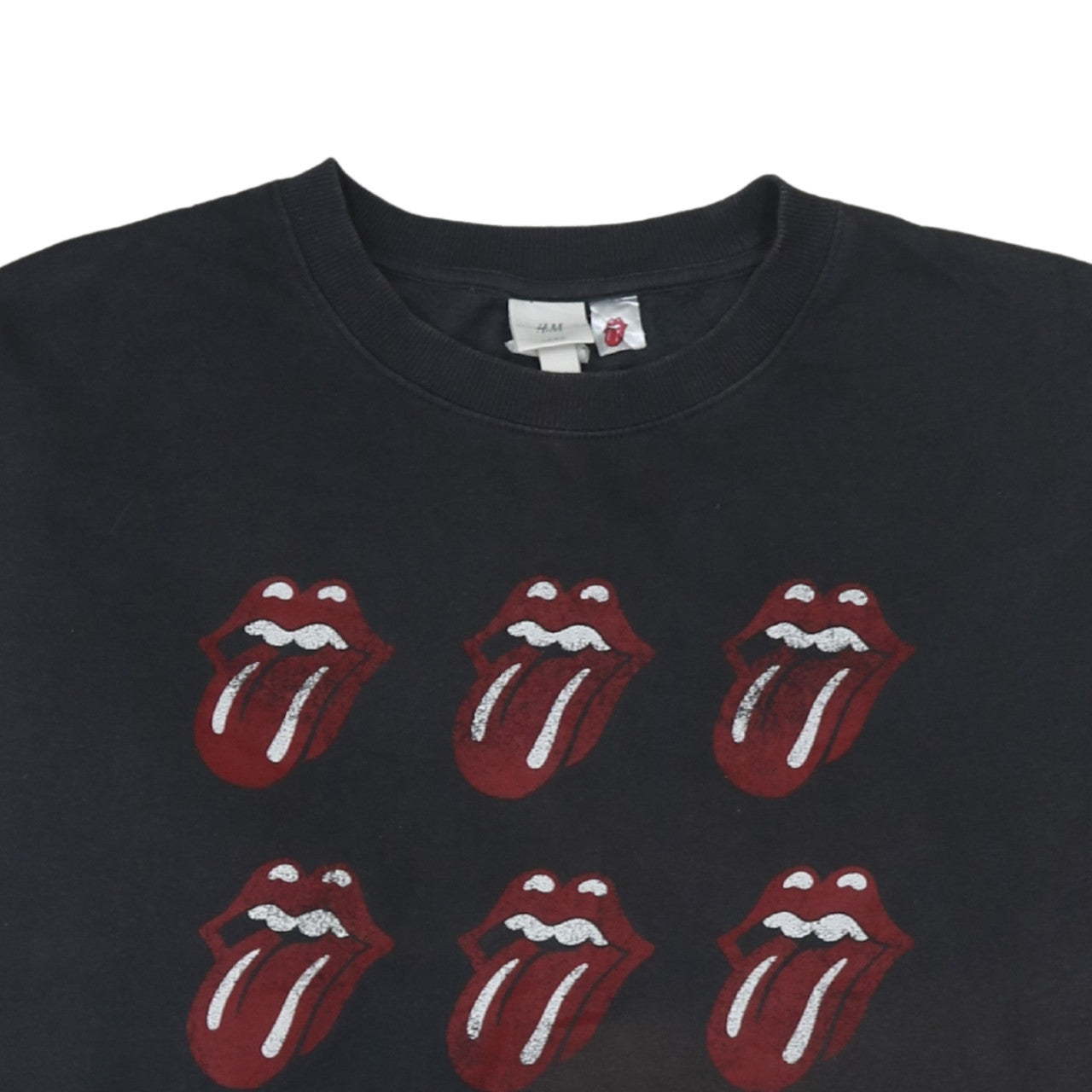 H&M Women Black Rolling Stones Logo Sweatshirt XL Cotton Blend
