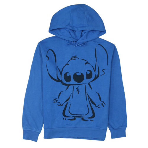Disney Womens Blue Stitch Pullover Hoodie XS Cotton Sweatshirt
