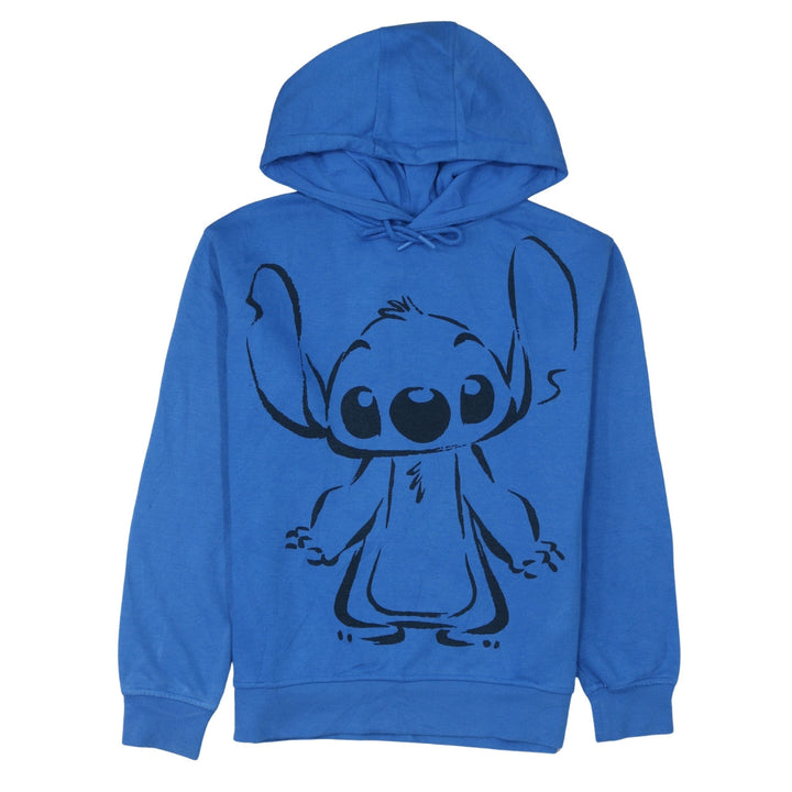 Disney Womens Blue Stitch Pullover Hoodie XS Cotton Sweatshirt