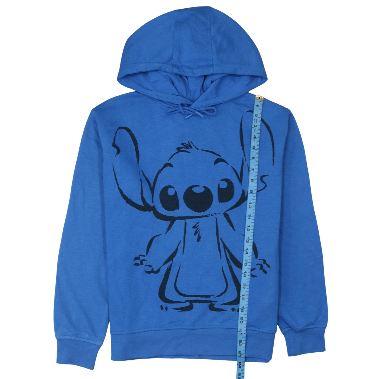 Disney Womens Blue Stitch Pullover Hoodie XS Cotton Sweatshirt
