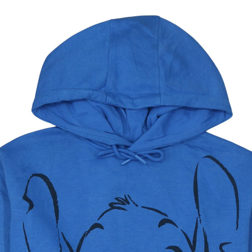 Disney Womens Blue Stitch Pullover Hoodie XS Cotton Sweatshirt