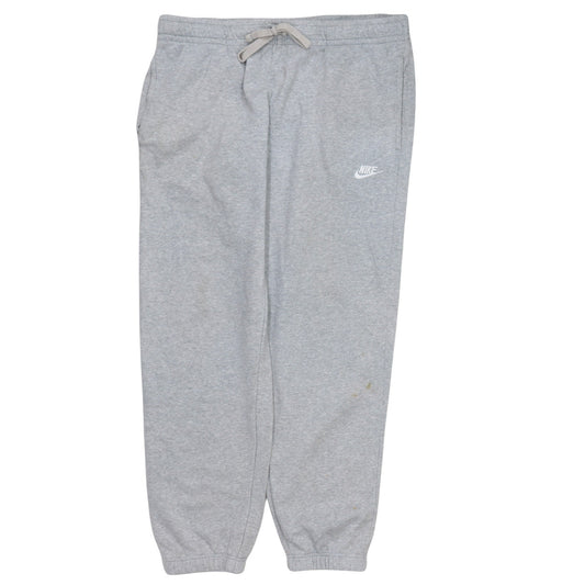 Nike Men Grey Fleece Jogger Sweatpants L Regular Fit Drawstring Trousers