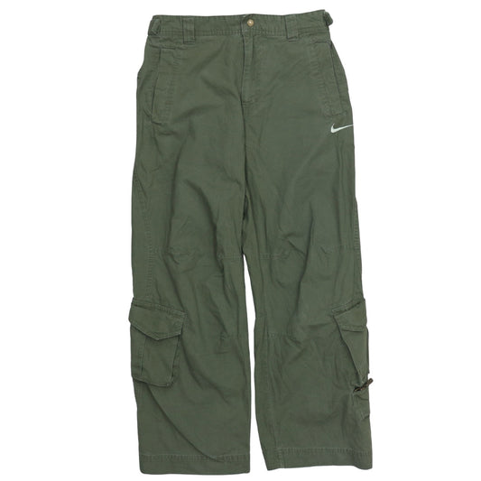 Nike Boys Green Cargo Trousers M Regular Fit Cotton Casual