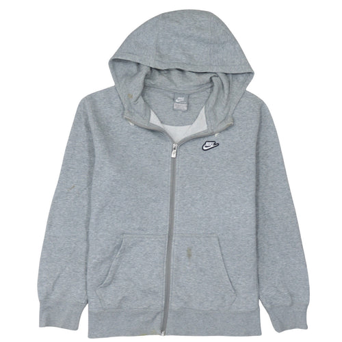 Nike Boys Grey Full Zip Hoodie Size 13-15 Years Fleece Sweatshirt