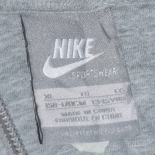 Nike Boys Grey Full Zip Hoodie Size 13-15 Years Fleece Sweatshirt