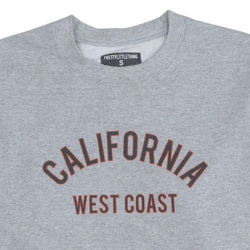 PrettyLittleThing Women Grey California West Coast Pullover Sweatshirt Size S