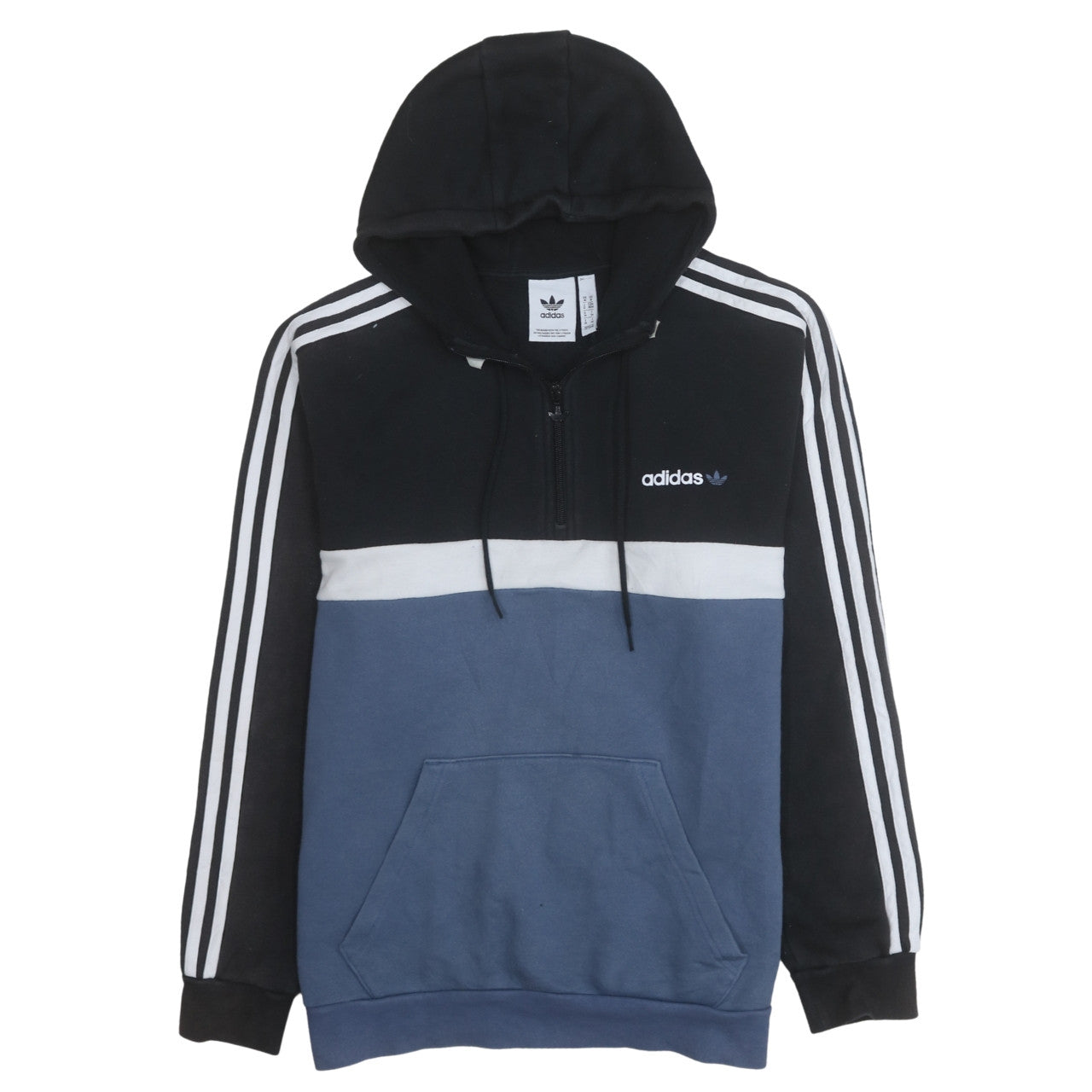 Adidas Men's Black Blue 1/2 Zip Hoodie M Regular Fit