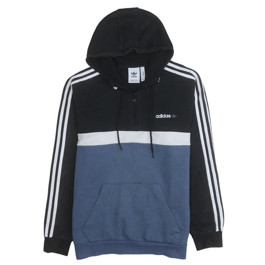 Adidas Men's Black Blue 1/2 Zip Hoodie M Regular Fit