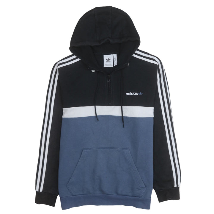 Adidas Men's Black Blue 1/2 Zip Hoodie M Regular Fit