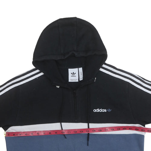Adidas Men's Black Blue 1/2 Zip Hoodie M Regular Fit