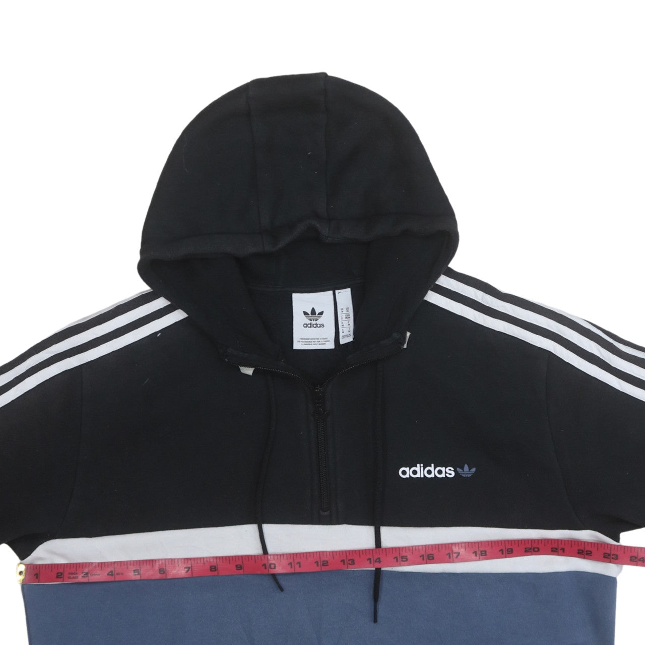 Adidas Men's Black Blue 1/2 Zip Hoodie M Regular Fit