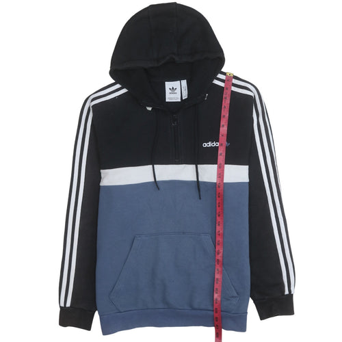 Adidas Men's Black Blue 1/2 Zip Hoodie M Regular Fit