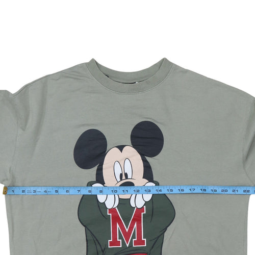 H&M Disney Women's Khaki Mickey Mouse Cotton Pullover Sweatshirt Size S