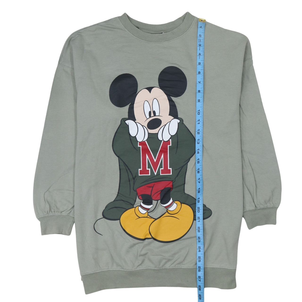 H&M Disney Women's Khaki Mickey Mouse Cotton Pullover Sweatshirt Size S