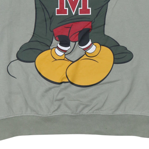 H&M Disney Women's Khaki Mickey Mouse Cotton Pullover Sweatshirt Size S