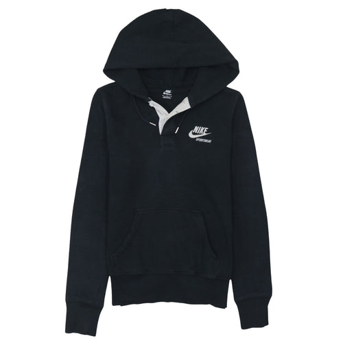 Nike Sportswear Women's Black Henley Hoodie Size M Cotton Blend