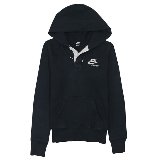 Nike Sportswear Women's Black Henley Hoodie Size M Cotton Blend