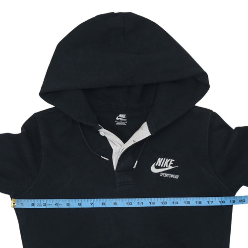 Nike Sportswear Women's Black Henley Hoodie Size M Cotton Blend
