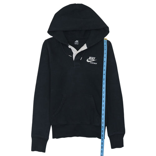 Nike Sportswear Women's Black Henley Hoodie Size M Cotton Blend