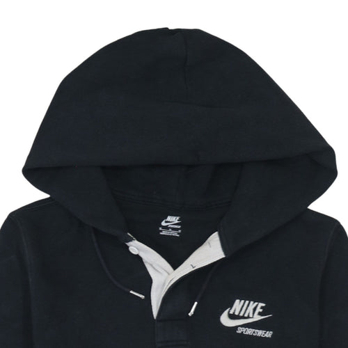 Nike Sportswear Women's Black Henley Hoodie Size M Cotton Blend