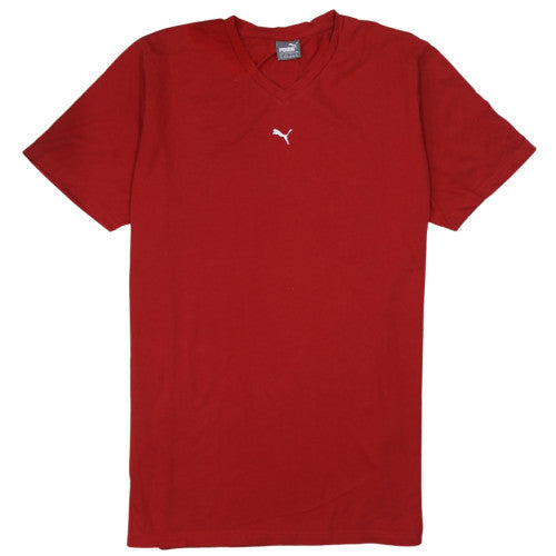 Puma Men's Red V-Neck Short Sleeve T-Shirt XL Classic Cotton
