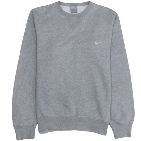 Nike Men's Grey Pullover Sweatshirt S Crew Neck Fleece Regular Fit
