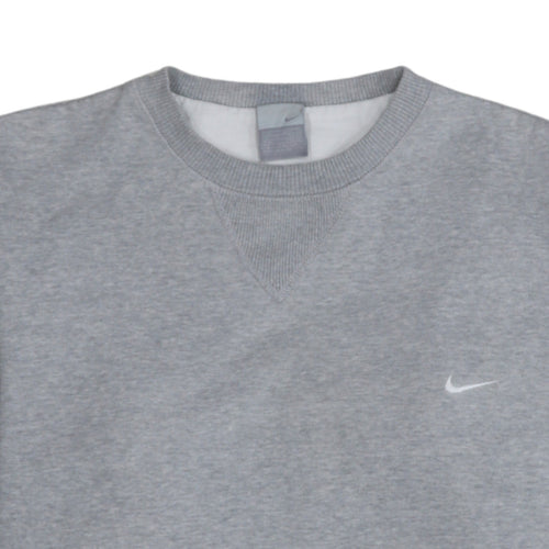 Nike Men's Grey Pullover Sweatshirt S Crew Neck Fleece Regular Fit