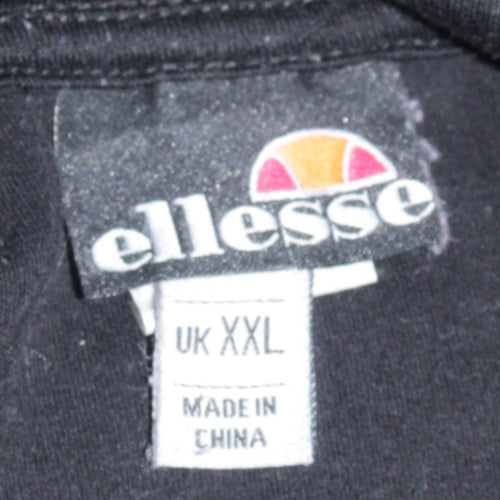 Ellesse Men’s Black 2XL Pullover Hoodie with Logo Detail