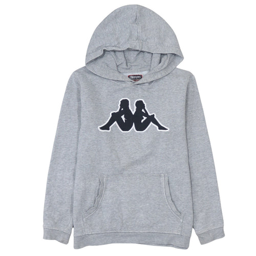 Kappa Boys Grey Hooded Pullover Sweatshirt 12 Years Logo Fleece
