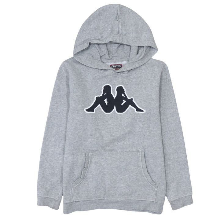 Kappa Boys Grey Hooded Pullover Sweatshirt 12 Years Logo Fleece