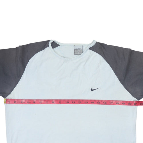 Nike Men's Blue Long Sleeve Colourblock Cotton Top Size M