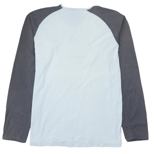 Nike Men's Blue Long Sleeve Colourblock Cotton Top Size M