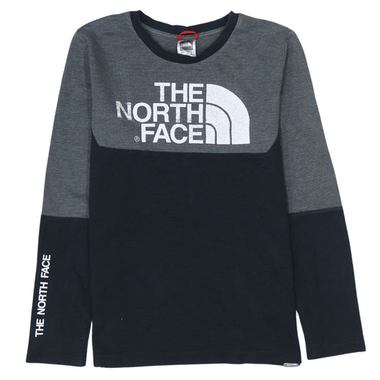 The North Face Boys Grey Long Sleeve Logo Cotton T-Shirt Size L
