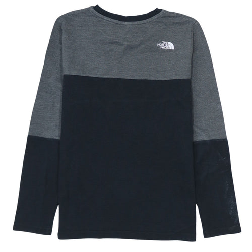 The North Face Boys Grey Long Sleeve Logo Cotton T-Shirt Size L