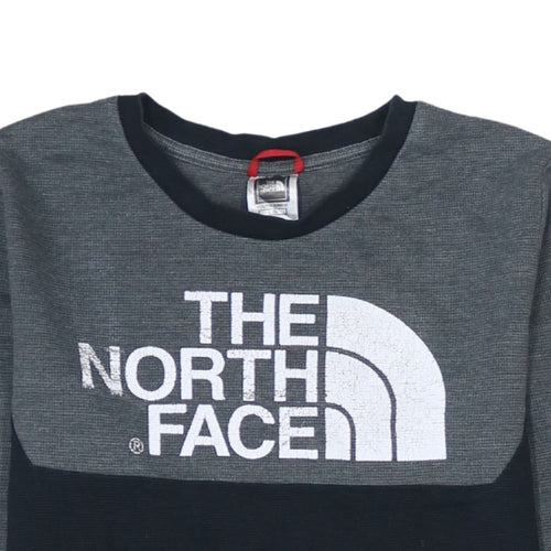 The North Face Boys Grey Long Sleeve Logo Cotton T-Shirt Size L