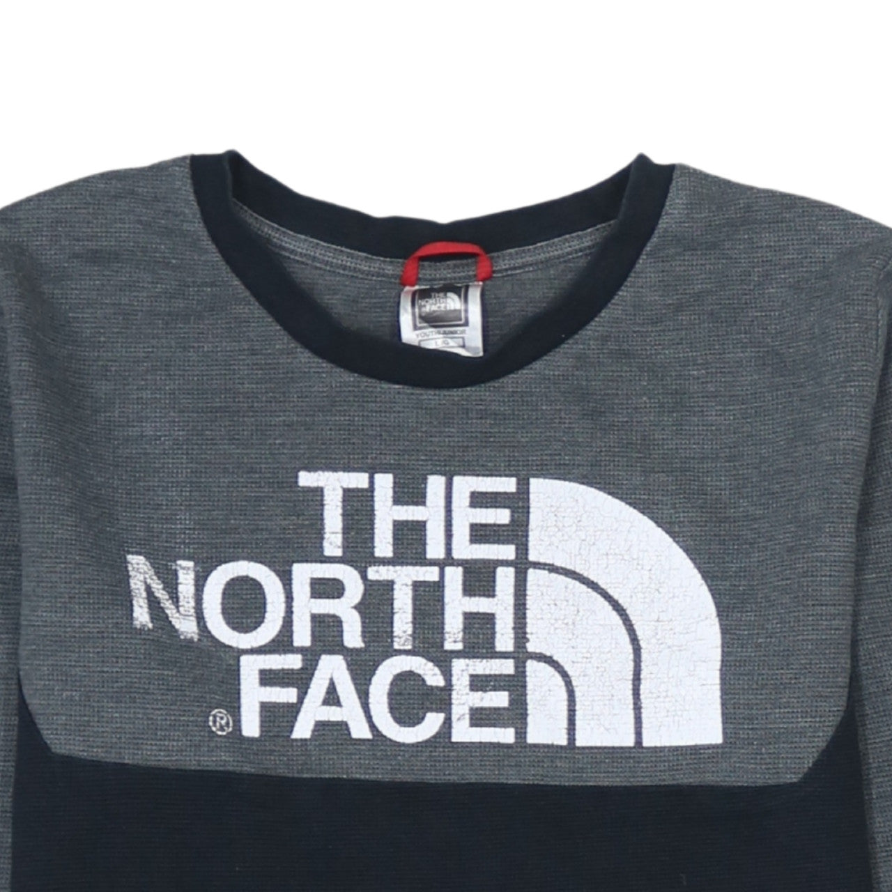 The North Face Boys Grey Long Sleeve Logo Cotton T-Shirt Size L